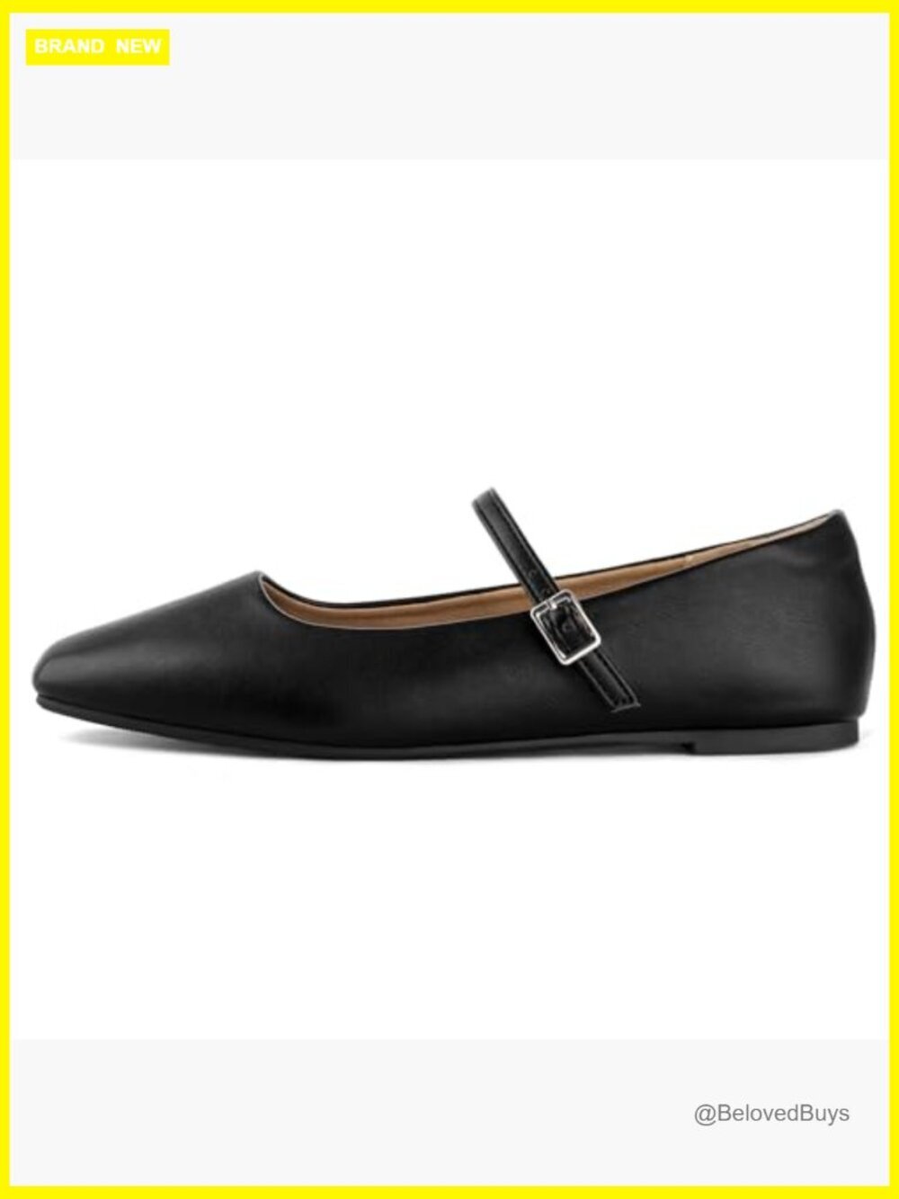 Womens Mary Jane Flats Square Toe Adjustable Buckle Ballet Flats - Picture 6 of 7